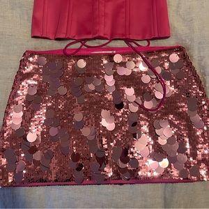 Danielle Guizio pink sequin skirt